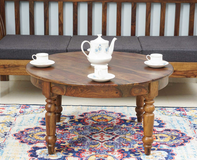 Belgium Sheesham Wood Round Coffee Table - Furniselan - Teak-Finish