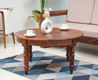 Belgium Sheesham Wood Round Coffee Table - Furniselan - Maple-Finish