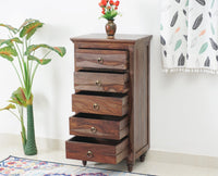 Belgium Sheesham Wood Tall Chest Of Drawer - Furniselan - Grey-Finish