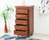 Belgium Sheesham Wood Tall Chest Of Drawer - Furniselan - Maple-Finish