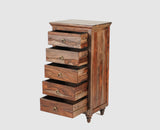 Belgium Sheesham Wood Tall Chest Of Drawer - Furniselan - Grey-Finish