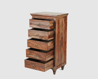 Belgium Sheesham Wood Tall Chest Of Drawer - Furniselan - Grey-Finish