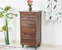 Belgium Sheesham Wood Tall Chest Of Drawer - Furniselan - Grey-Finish