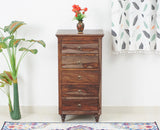 Belgium Sheesham Wood Tall Chest Of Drawer - Furniselan - Grey-Finish
