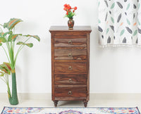 Belgium Sheesham Wood Tall Chest Of Drawer - Furniselan - Grey-Finish