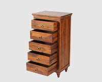 Belgium Sheesham Wood Tall Chest Of Drawer - Furniselan - Maple-Finish