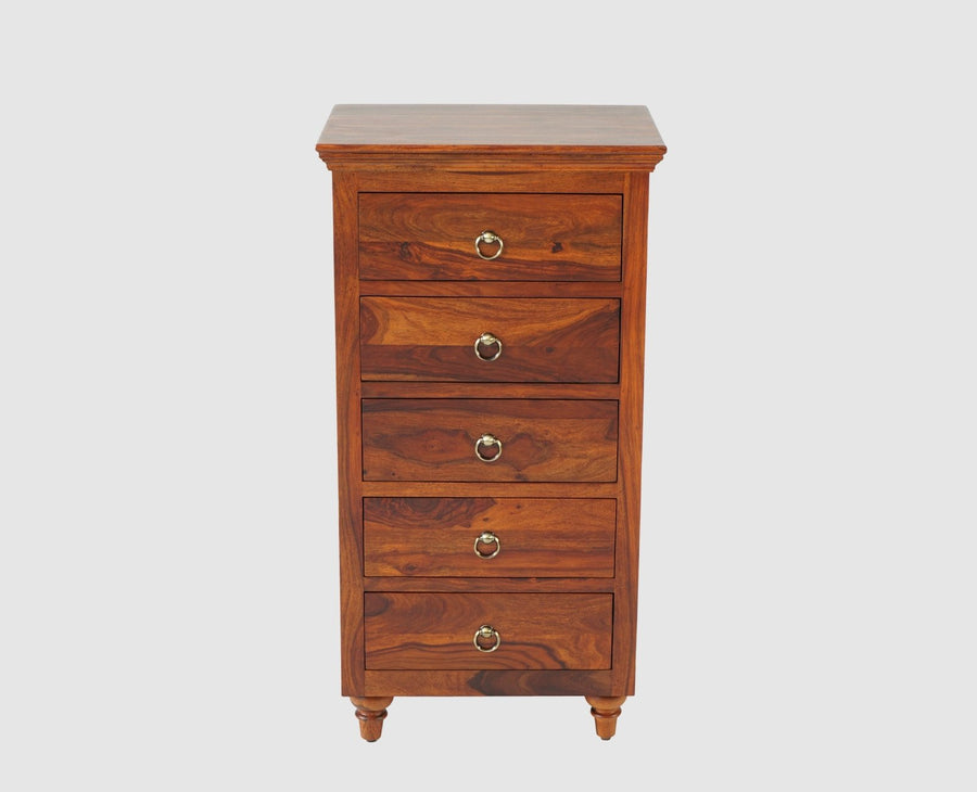 Belgium Sheesham Wood Tall Chest Of Drawer - Furniselan - Maple-Finish
