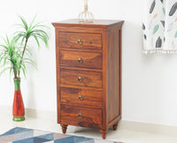Belgium Sheesham Wood Tall Chest Of Drawer - Furniselan - Maple-Finish
