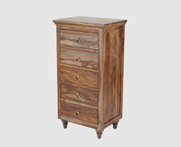 Belgium Sheesham Wood Tall Chest Of Drawer - Furniselan - Grey-Finish