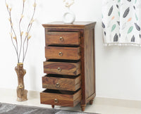 Belgium Sheesham Wood Tall Chest Of Drawer - Furniselan - Teak-Finish