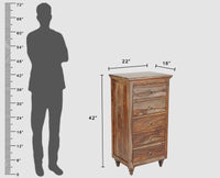 Belgium Sheesham Wood Tall Chest Of Drawer - Furniselan - Grey-Finish