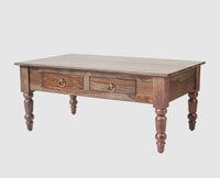 Belgium Sheesham Wood Two Drawer Coffee Table - Furniselan - Grey-Finish