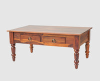 Belgium Sheesham Wood Two Drawer Coffee Table - Furniselan - Maple-Finish