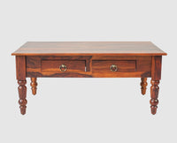 Belgium Sheesham Wood Two Drawer Coffee Table - Furniselan - Maple-Finish