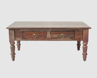Belgium Sheesham Wood Two Drawer Coffee Table - Furniselan - Grey-Finish