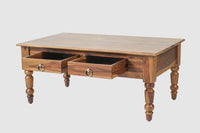 Belgium Sheesham Wood Two Drawer Coffee Table - Furniselan - Teak-Finish