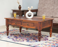 Belgium Sheesham Wood Two Drawer Coffee Table - Furniselan - Maple-Finish