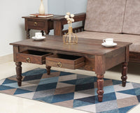 Belgium Sheesham Wood Two Drawer Coffee Table - Furniselan - Grey-Finish
