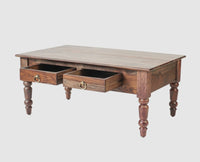 Belgium Sheesham Wood Two Drawer Coffee Table - Furniselan - Grey-Finish