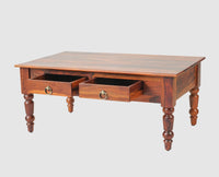 Belgium Sheesham Wood Two Drawer Coffee Table - Furniselan - Maple-Finish