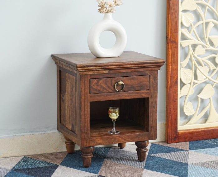 Belgium Solid Wood Bedside Table - Furniselan