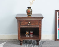 Belgium Solid Wood Bedside Table - Furniselan - Grey-Finish