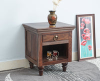 Belgium Solid Wood Bedside Table - Furniselan - Grey-Finish