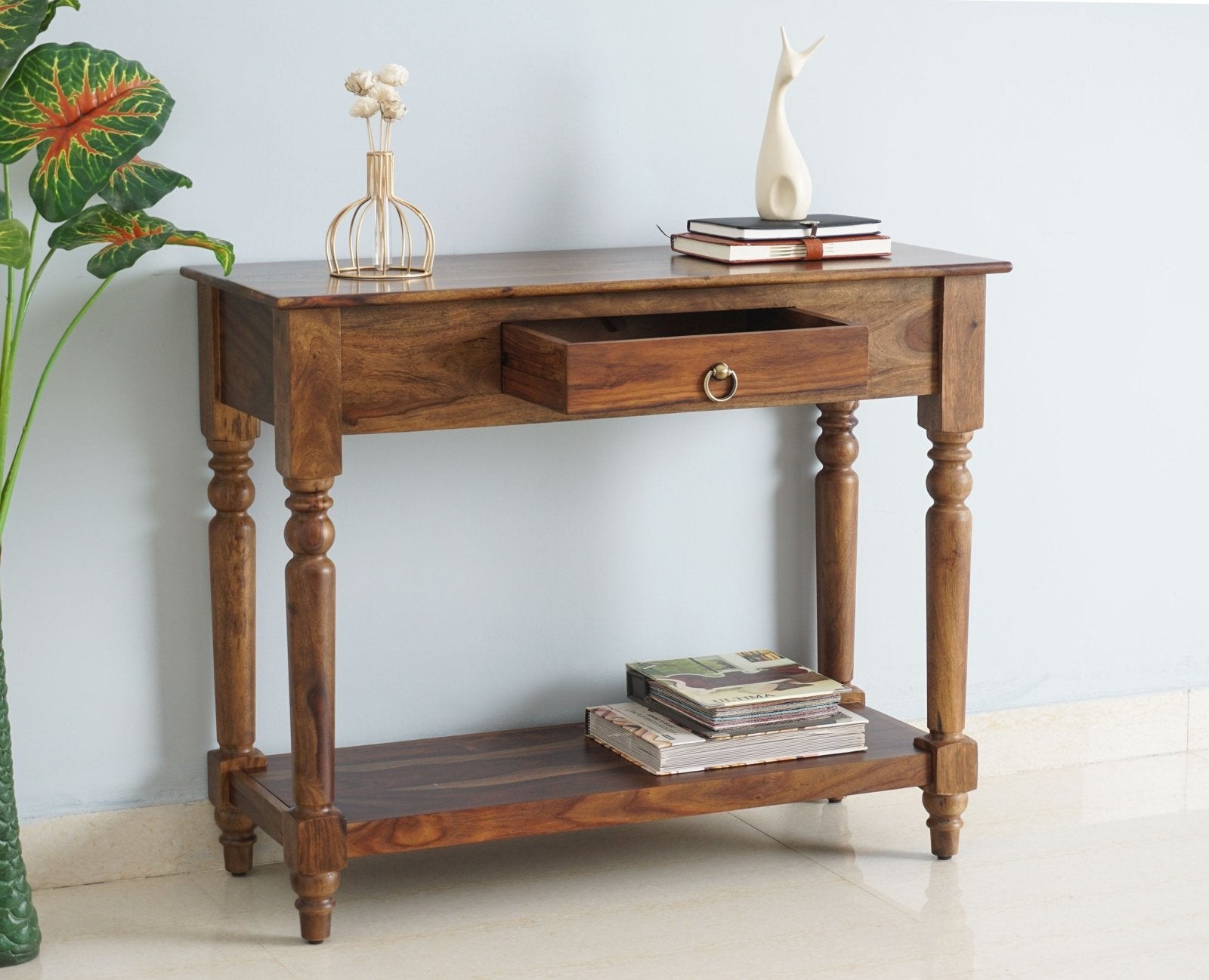 Belgium Solid Wood Console Table - Furniselan - Teak-Finish