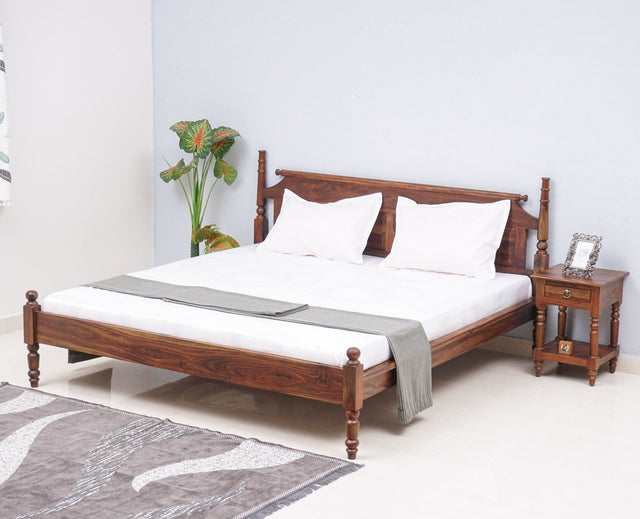 Belgium Solid Wood King Size Bed - Furniselan-Teak-Finish