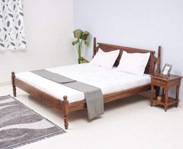 Belgium Solid Wood King Size Bed - Furniselan-Teak-Finish