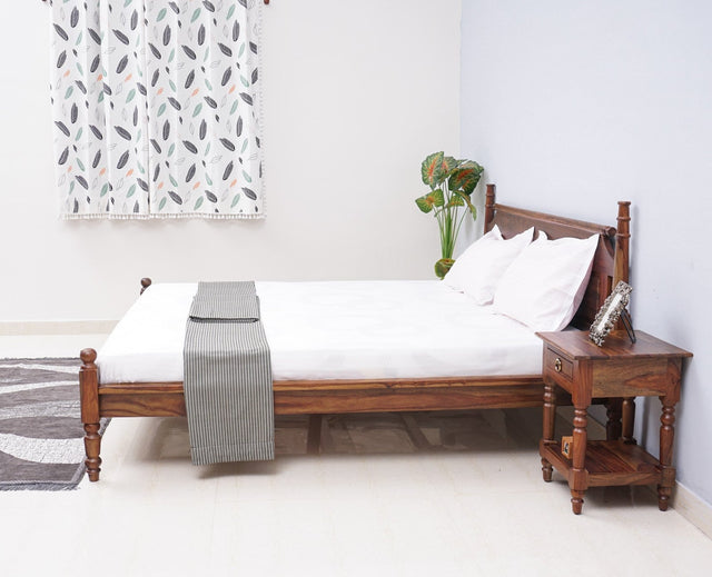Belgium Solid Wood King Size Bed - Furniselan-Teak-Finish