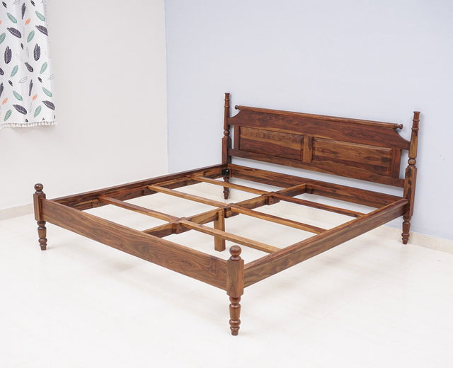 Belgium Solid Wood King Size Bed - Furniselan-Teak-Finish