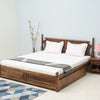 Belgium Solid Wood King Size Bed With Storage Drawer - Furniselan-Teak-Finish