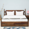 Belgium Solid Wood King Size Bed With Storage Drawer - Furniselan-Teak-Finish
