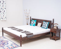 Belgium Solid Wood Queen Size Bed - Furniselan-Grey-Finish