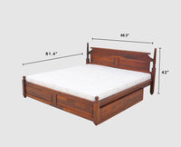 Belgium Solid Wood Queen Size Bed With Storage Drawer - Furniselan-Maple-Finish