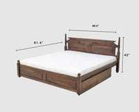 Belgium Solid Wood Queen Size Bed With Storage Drawer - Furniselan-Grey-Finish