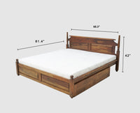Belgium Solid Wood Queen Size Bed With Storage Drawer - Furniselan-Teak-Finish