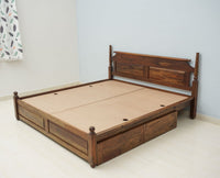 Belgium Solid Wood Queen Size Bed With Storage Drawer - Furniselan-Teak-Finish