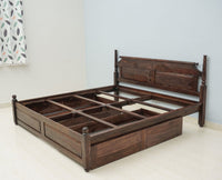 Belgium Solid Wood Queen Size Bed With Storage Drawer - Furniselan-Grey-Finish