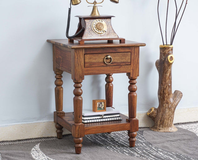 Belgium Solid Wood Side Table - Furniselan - Teak-Finish