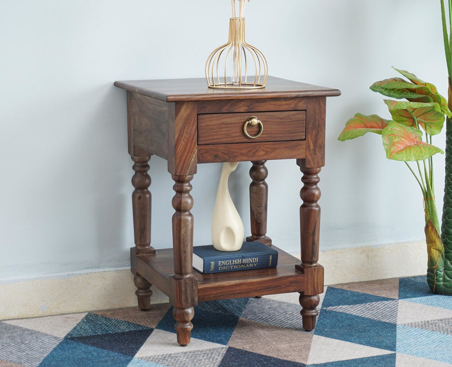 Belgium Solid Wood Side Table - Furniselan - Grey-Finish