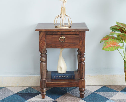 Belgium Solid Wood Side Table - Furniselan - Grey-Finish