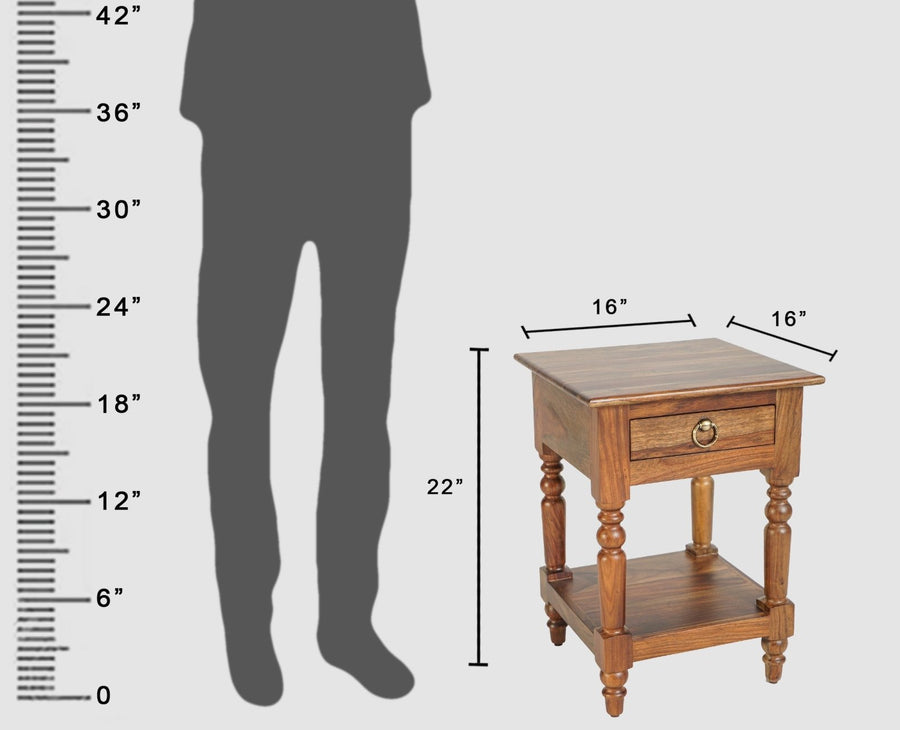 Belgium Solid Wood Side Table - Furniselan - Teak-Finish