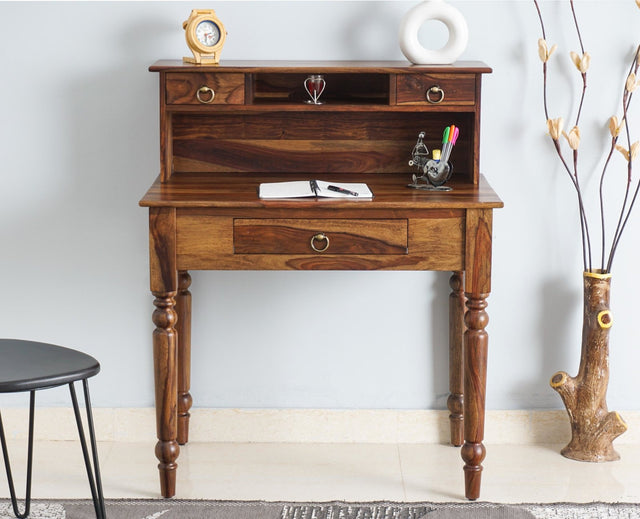 Belgium Solid Wood Study Table - Furniselan - Teak-Finish