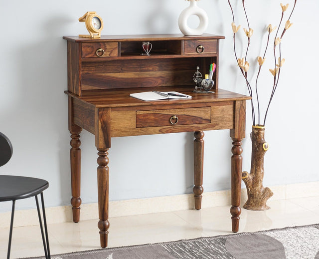 Belgium Solid Wood Study Table - Furniselan - Teak-Finish