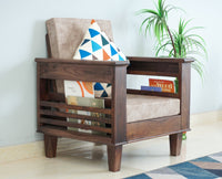 Bikaner Sheesham Wood 1 Seater Sofa - Furniselan - Grey-Finish