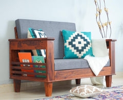 Bikaner Sheesham Wood 2 Seater Sofa - Two Seater Sofa - Furniselan - Maple-Finish
