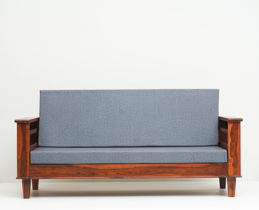 Bikaner Sheesham Wood 3 Seater Sofa - Three Seater Sofa - Furniselan - Maple-Finish