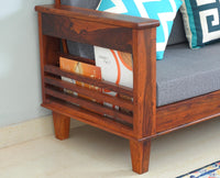 Bikaner Sheesham Wood 3 Seater Sofa - Three Seater Sofa - Furniselan - Maple-Finish